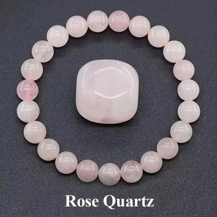 Pack of 18K PVD Gold Open Album Locket Heart Pendant Necklace and Rose Quartz Bracelet for Women