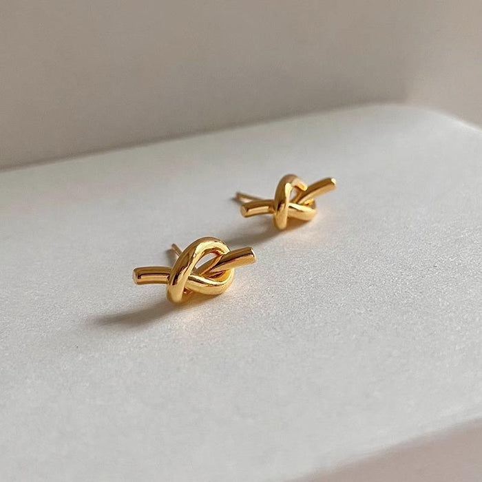 Pack of 18K PVD Gold Plated Flower Tulip Necklace Jewelry and Knot Earrings for Women