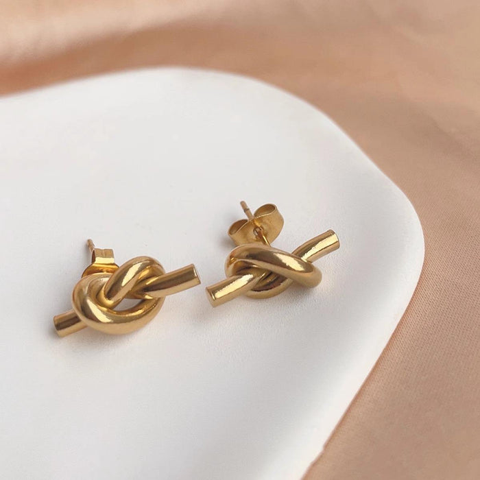 Pack of 18K PVD Gold Plated Flower Tulip Necklace Jewelry and Knot Earrings for Women