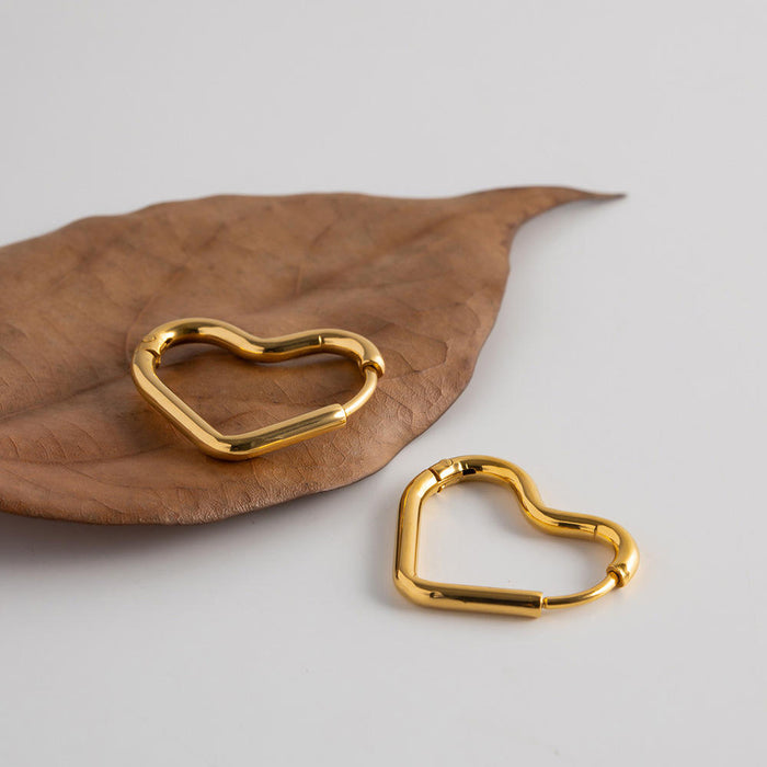 Pack of 18K PVD Gold Stainless Steel Minimalism Heart Necklace and Earrings for Women
