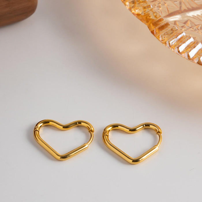 Pack of 18K Real Gold-Plated Double Heart Ring Pendant Necklace and Heart Earrings for Women