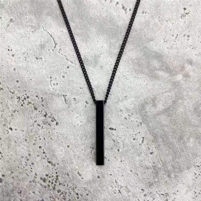 Men's Jewelry Rectangle Pendant Necklace Men Classic Stainless Steel Link Chain