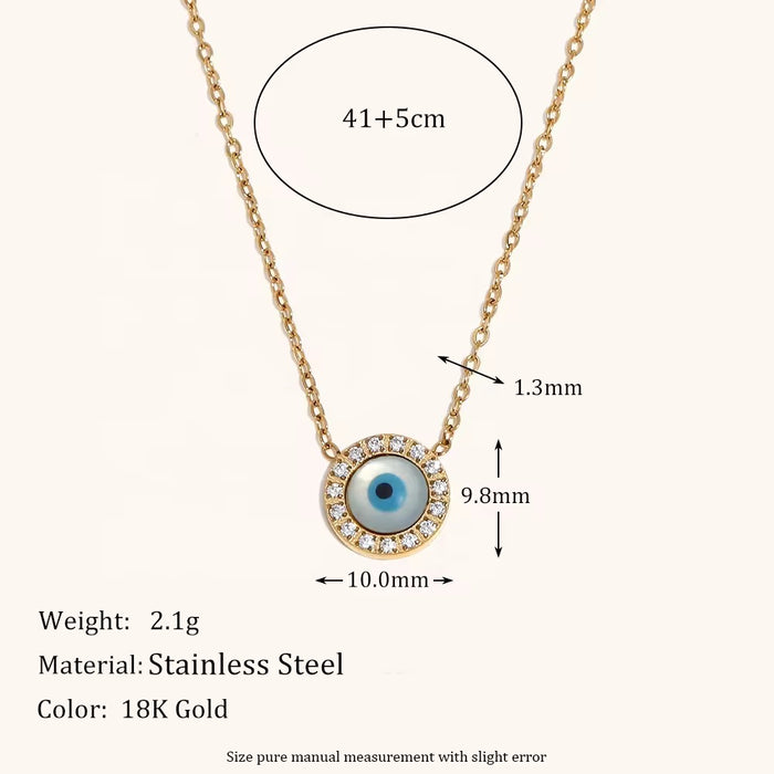 18k Gold Plated Anti Tarnish Charming Evil Eye Circular Pendant Necklace