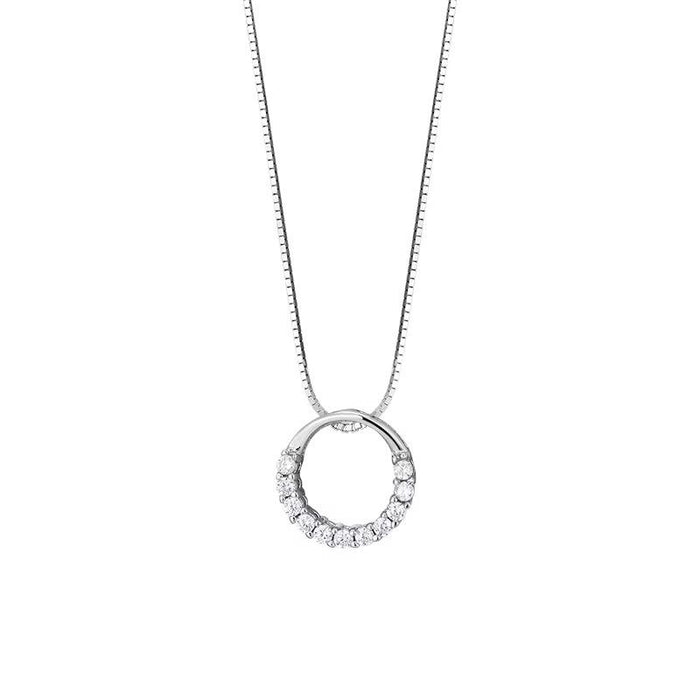 Elegant Silver Plated Zircon Round Pendant Necklace