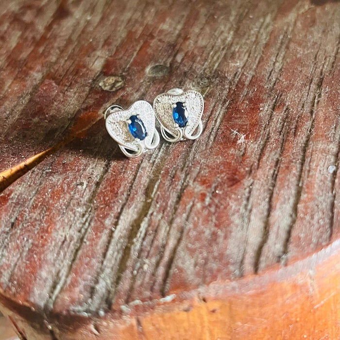 Elegant 925 Sterling Silver Blue CZ Emerald Earrings