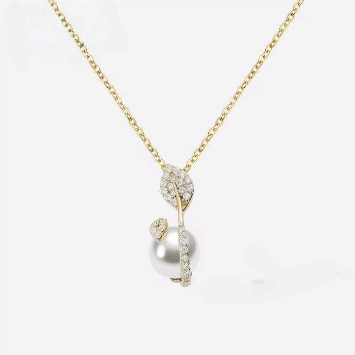 Elegant 925 Sterling Silver Gold Plated Natural Freshwater Pearl Necklace