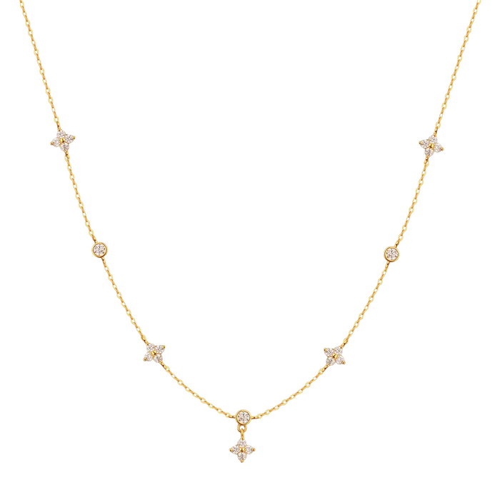 Elegant 925 Sterling Silver & 18k Gold Plated Floral Necklace - Perfect for Women