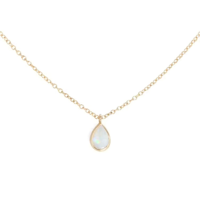 925 Sterling Silver Natural Opal Stone Pendant Necklace