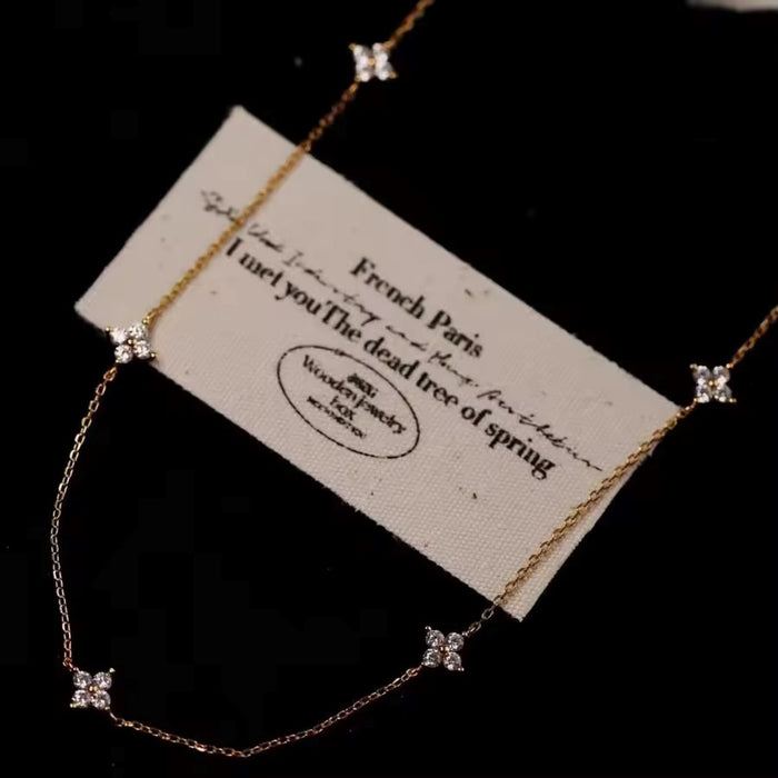 Elegant 925 Sterling Silver & 18k Gold Plated Floral Necklace - Perfect for Women