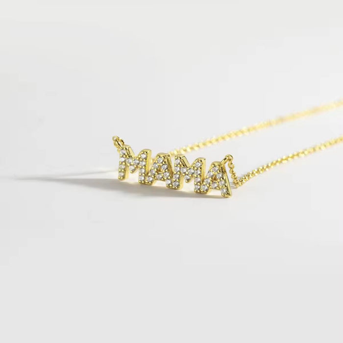 925 Sterling Silver MAMA Pendant Necklace
