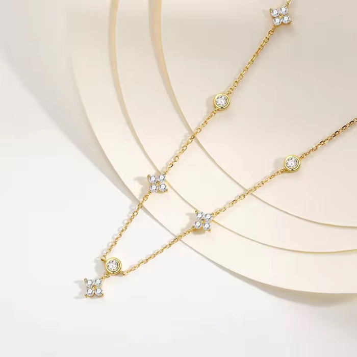 Elegant 925 Sterling Silver & 18k Gold Plated Floral Necklace - Perfect for Women