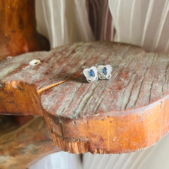 Elegant 925 Sterling Silver Blue CZ Emerald Earrings