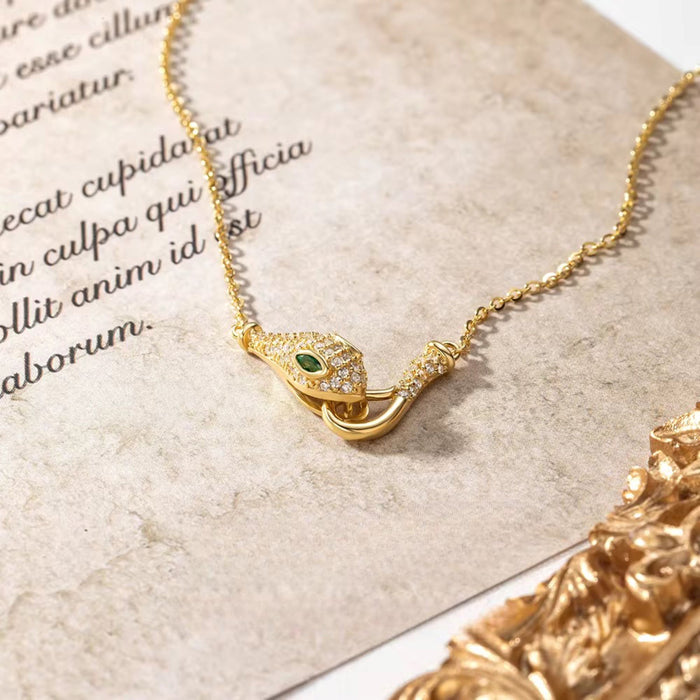 925 Sterling Silver Modern Touch Serpent Pendant Necklace