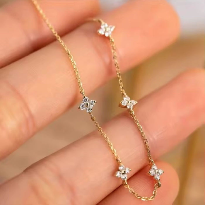 Elegant 925 Sterling Silver & 18k Gold Plated Floral Necklace - Perfect for Women