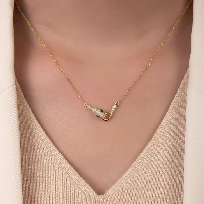 925 Sterling Silver Modern Touch Serpent Pendant Necklace