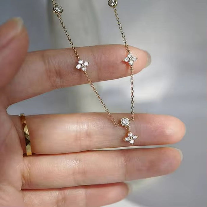 Elegant 925 Sterling Silver & 18k Gold Plated Floral Necklace - Perfect for Women