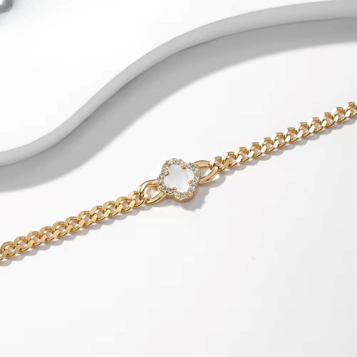 Lucky Charm: Elegant 925 Sterling Silver Clover Bracelet with Swiss Zirconia | Perfect Gift for Her