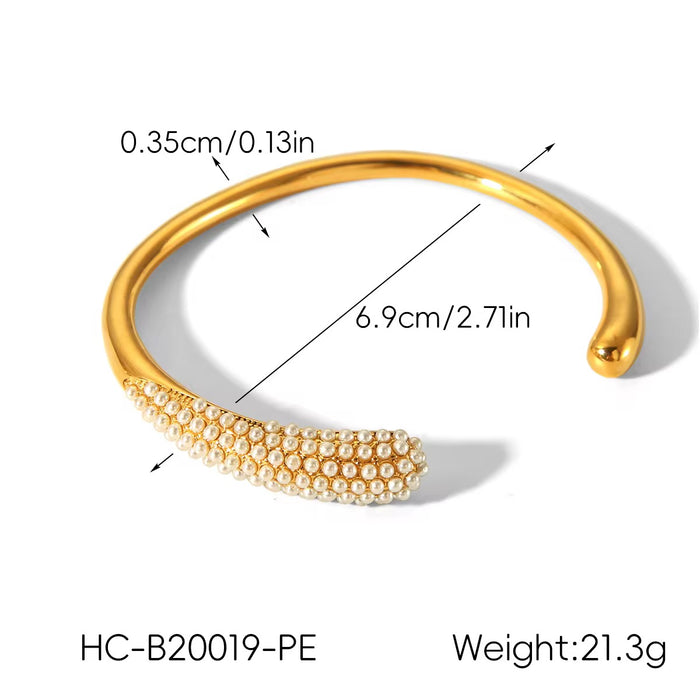 18K Real Gold-Plated Luxury Zircon Pear Cut Pave Open Bangle Cuff