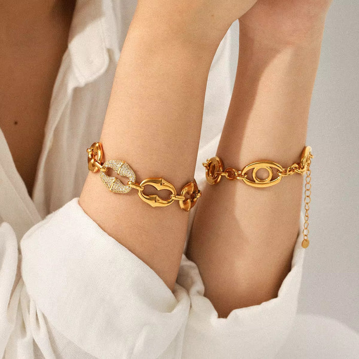 18K Real Gold-Plated Stainless Luxury Bracelet for Women