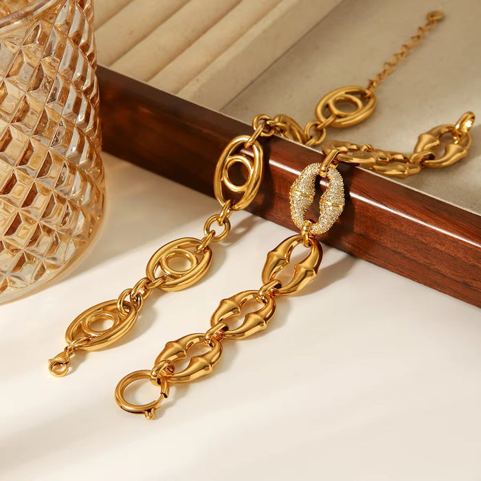 18K Real Gold-Plated Stainless Luxury Bracelet for Women