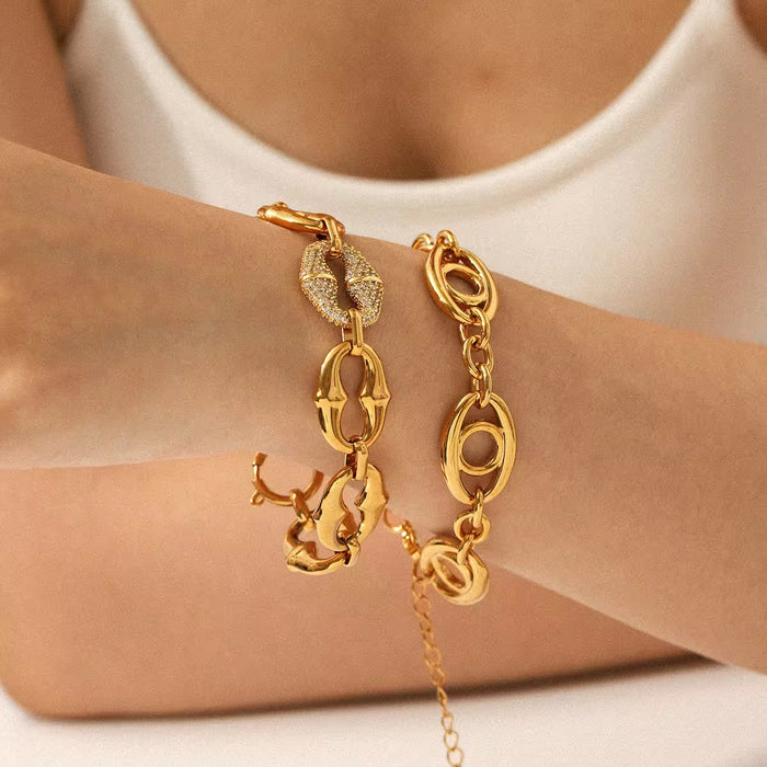18K Real Gold-Plated Stainless Luxury Bracelet for Women