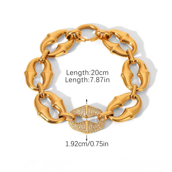 18K Real Gold-Plated Stainless Luxury Bracelet for Women