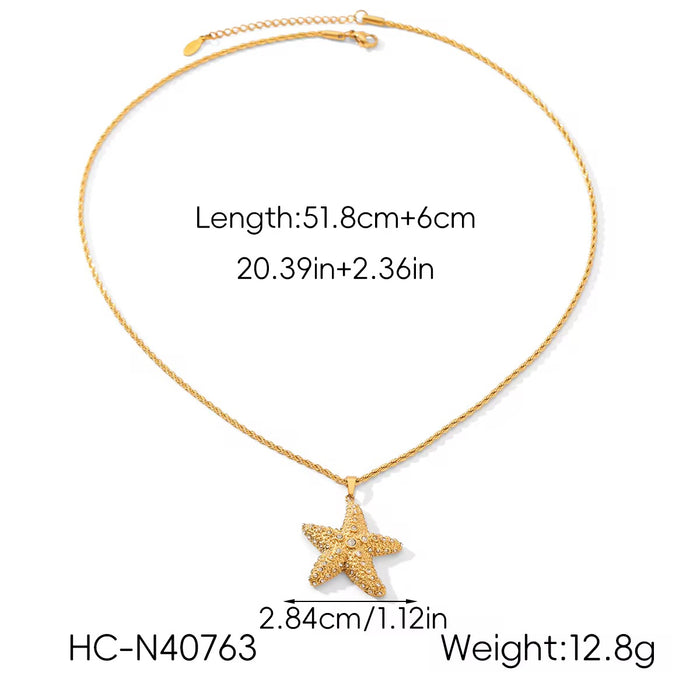 18K Real Gold-Plated Stainless Rhinestone-encrusted Summer Necklace for Women
