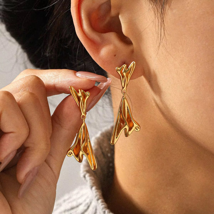 18K Real Gold-Plated Stainless Tulip Earrings for Women