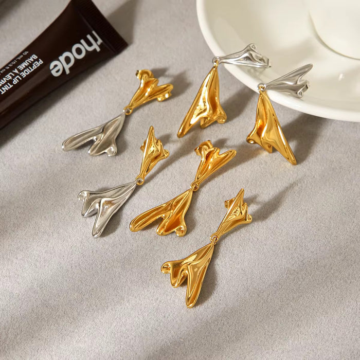 18K Real Gold-Plated Stainless Tulip Earrings for Women