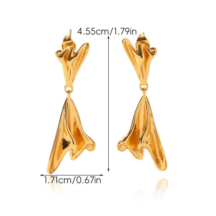 18K Real Gold-Plated Stainless Tulip Earrings for Women