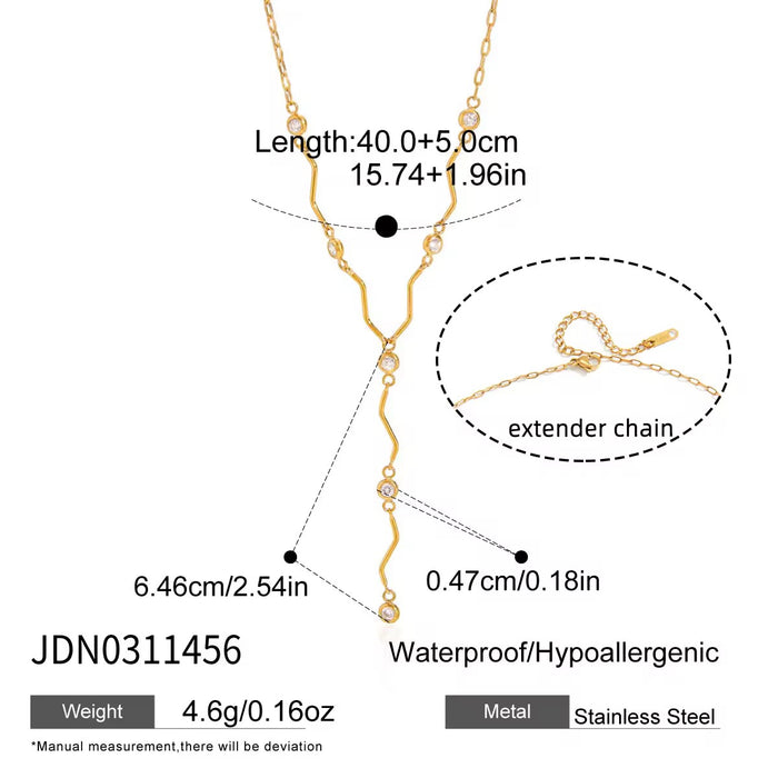 18K Real Gold-Plated Stainless-Steel Luxurious Wave Link Necklace for Women