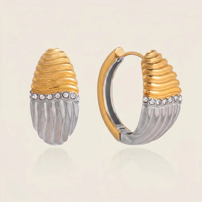 18K Real Gold-Plated Stainless-Steel Mixed Color Clip Earrings for Women