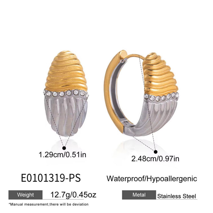 18K Real Gold-Plated Stainless-Steel Mixed Color Clip Earrings for Women