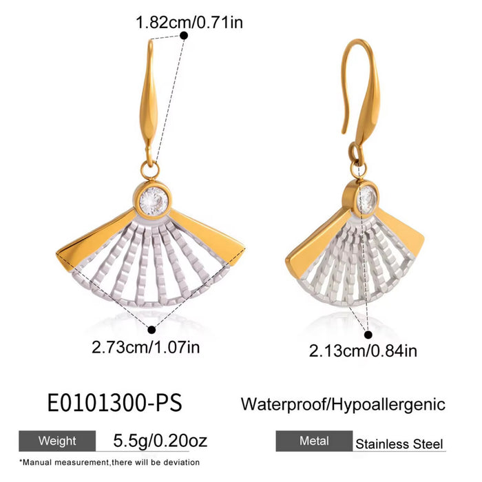 18K Real Gold-Plated Stainless-Steel Classic Elegant Necklace and Earrings Set for Women