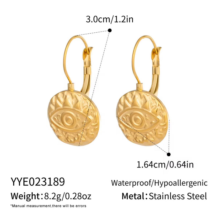 18K Real Gold-Plated Stainless-Steel Retro Dangle Earrings for Women