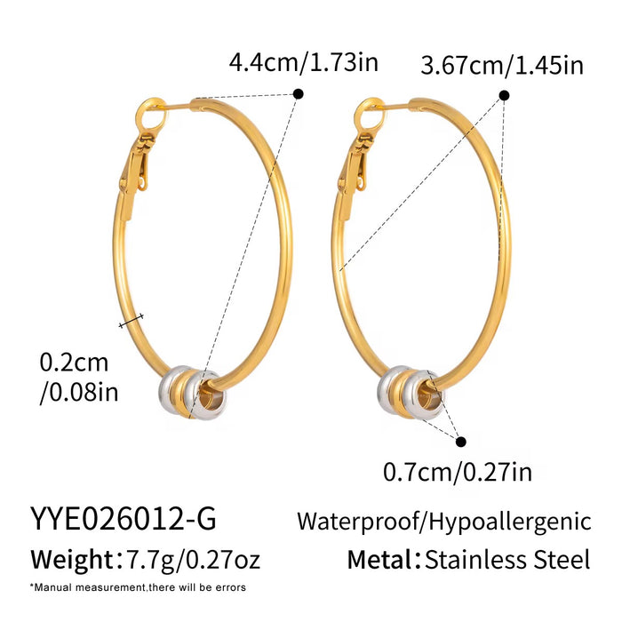 18K Real Gold-Plated Stainless-Steel Two-Tone Large Hoop Earrings for Women
