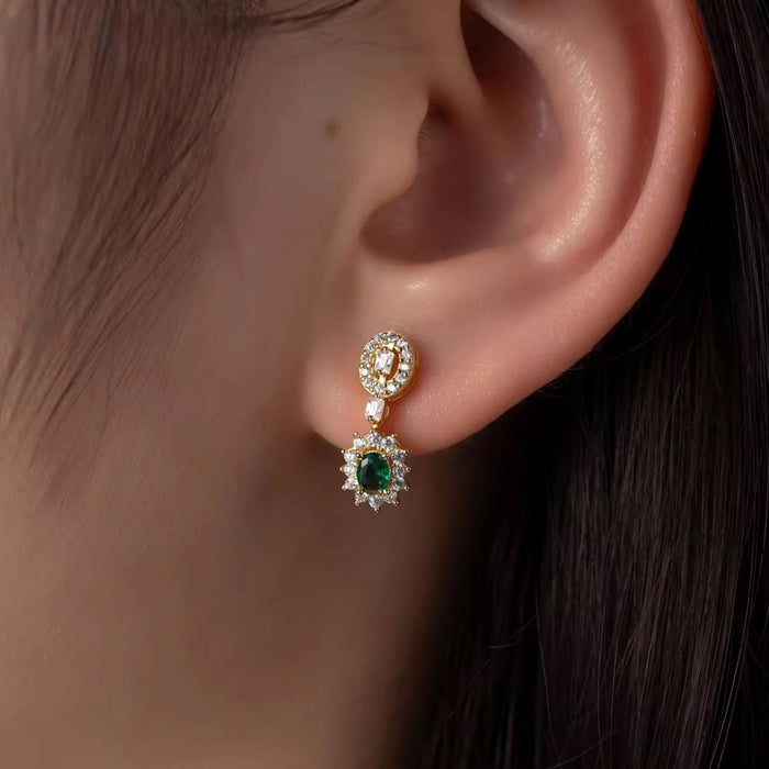 Elegant Green Emerald CZ Jewelry Set in 925 Sterling Silver & 18K Gold - Perfect Gift for Her"