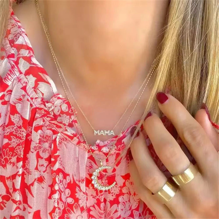 925 Sterling Silver MAMA Pendant Necklace