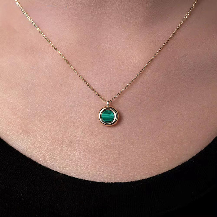 Elegant Green Malachite Pendent in 925 Sterling Silver & 18K Gold - Ideal Gift for Her