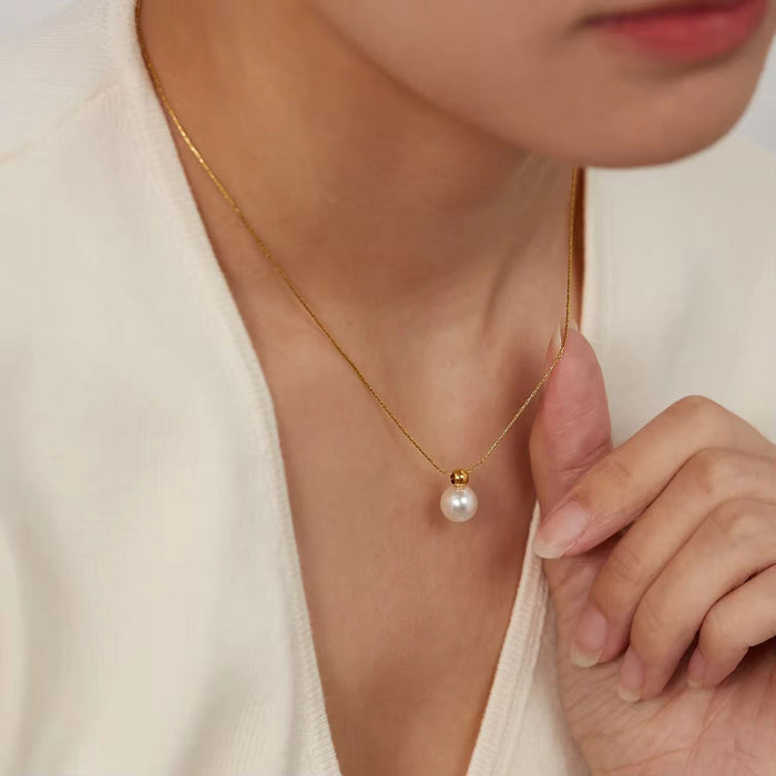 Pack of 18K PVD Gold Plated Pearl Necklace and Pearl Earrings for Women
