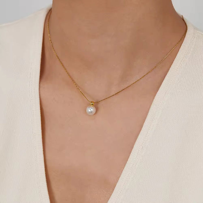 Pack of 18K PVD Gold Plated Pearl Necklace and Pearl Earrings for Women