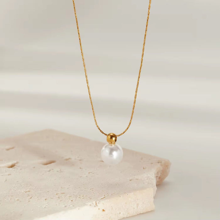 Pack of 18K PVD Gold Plated Pearl Necklace and Pearl Earrings for Women