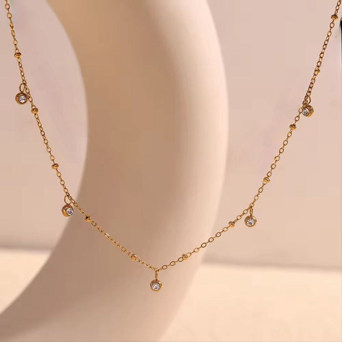 18k Gold Plated Anti Tarnish Choker Bead Chain Stainless Steel Necklace