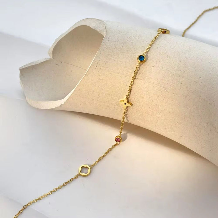 18K Gold Plated Custom Star Flower Colorful Necklace