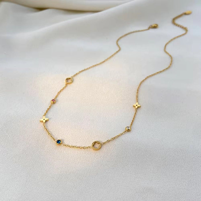 18K Gold Plated Custom Star Flower Colorful Necklace