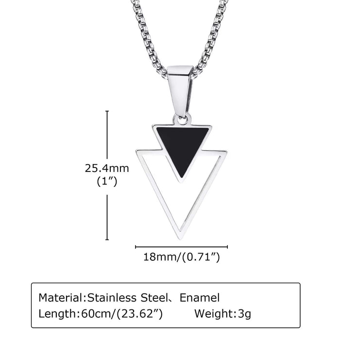 Pack of Hip-hop Personality Style Triangle Necklace Pendant Stainless Steel Necklace Tarnish Free Waterproof Jewelry for Men & Trendy Rope Bracelet
