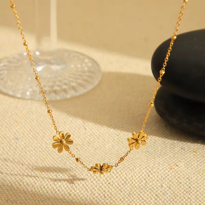18K PVD Gold Plated Women's Trendy Sunflower Necklace