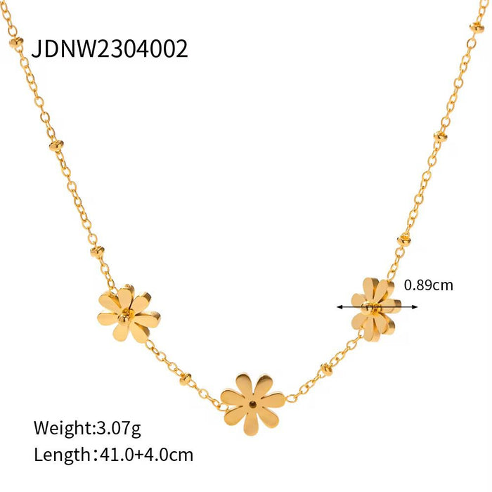 18K PVD Gold Plated Women's Trendy Sunflower Necklace