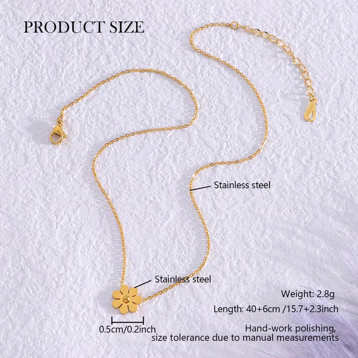 18K PVD Gold Plated Golden Sunflower and Dandelion Pendant Necklace