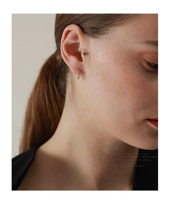 925 Sterling Silver U-shaped Hoop Trendy Feminine Zircon-encrusted Party Earrings